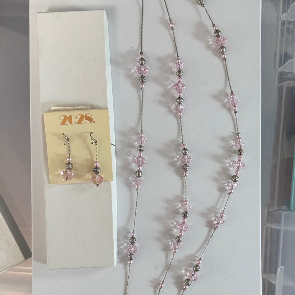 Macy's Pink and Silver Earrings Set